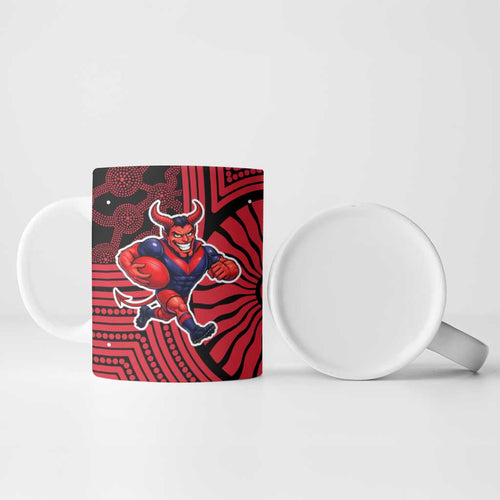 Melbourne Football Club Ceramic Mug Indigenous Monochrome Dot Art Mascot Style