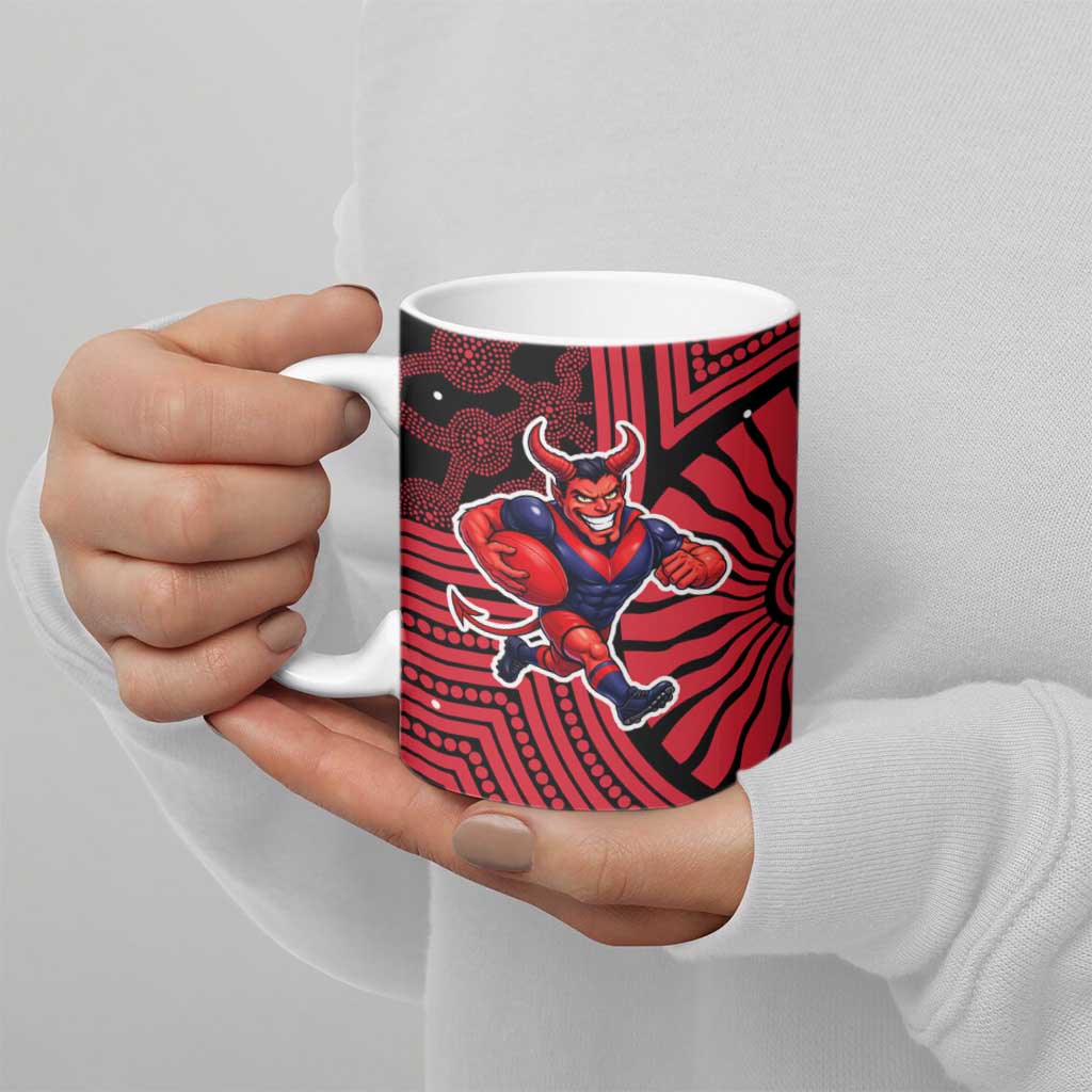 Melbourne Football Club Ceramic Mug Indigenous Monochrome Dot Art Mascot Style