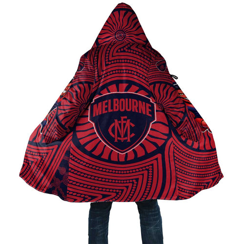 Melbourne Football Club Cloak Indigenous Monochrome Dot Art Mascot Style