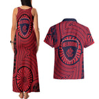 Melbourne Football Club Couples Matching Tank Maxi Dress and Hawaiian Shirt Indigenous Monochrome Dot Art Mascot Style