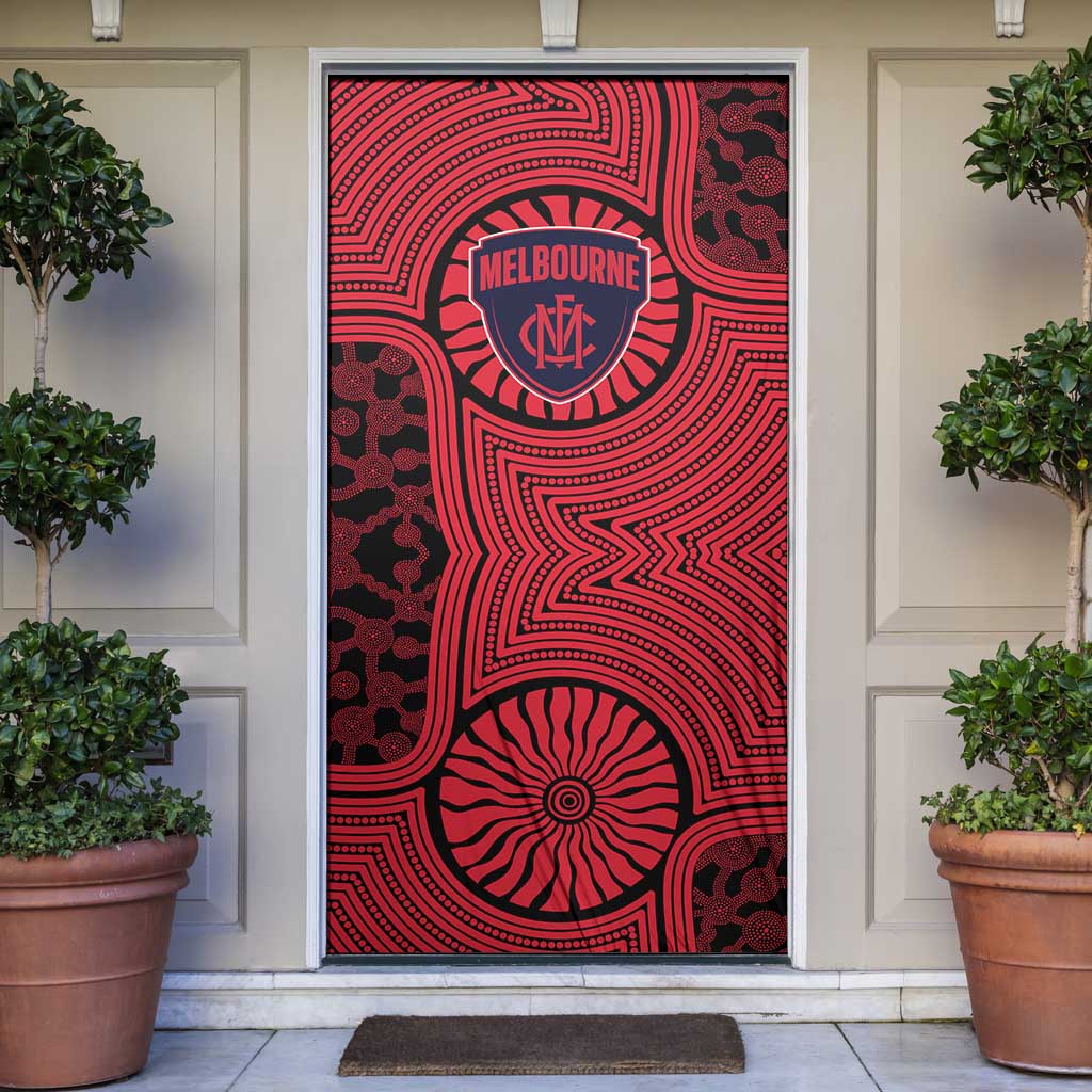 Melbourne Football Club Door Cover Indigenous Monochrome Dot Art Mascot Style