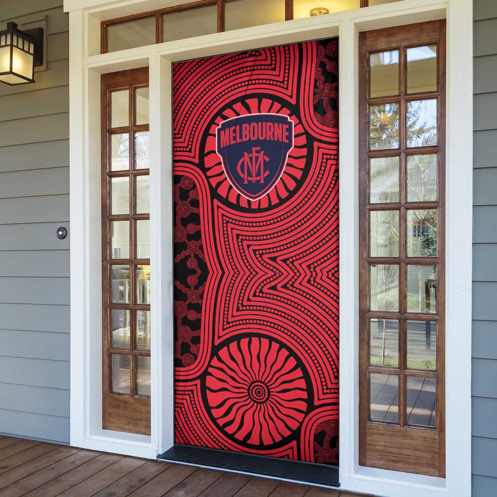 Melbourne Football Club Door Cover Indigenous Monochrome Dot Art Mascot Style