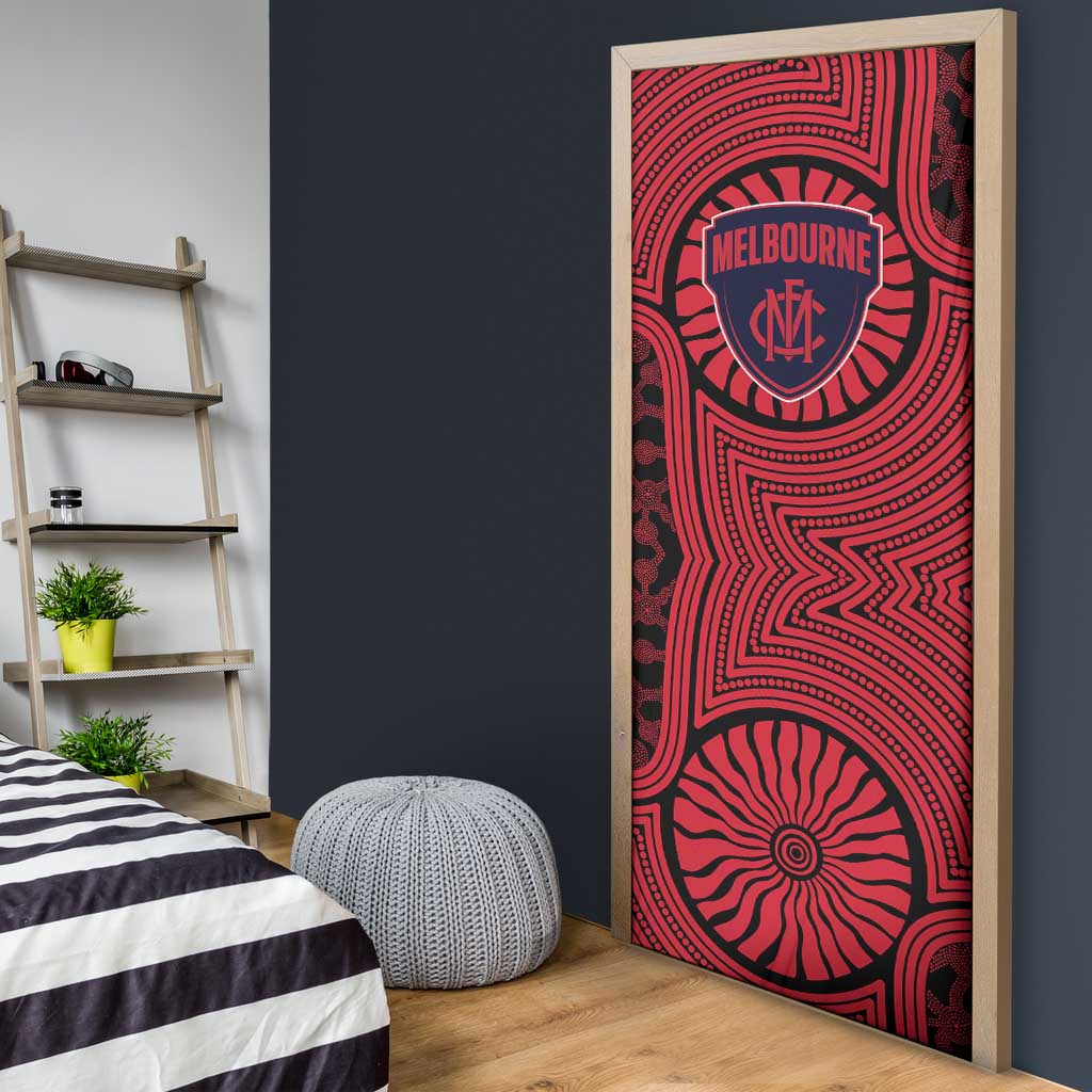 Melbourne Football Club Door Cover Indigenous Monochrome Dot Art Mascot Style