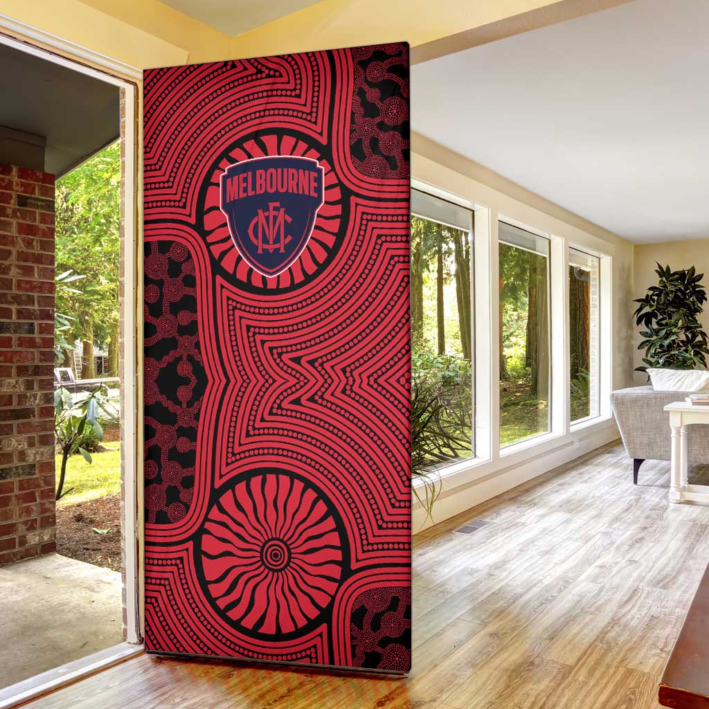 Melbourne Football Club Door Cover Indigenous Monochrome Dot Art Mascot Style