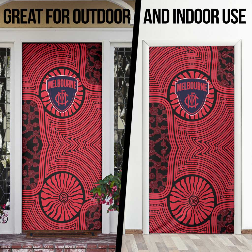 Melbourne Football Club Door Cover Indigenous Monochrome Dot Art Mascot Style