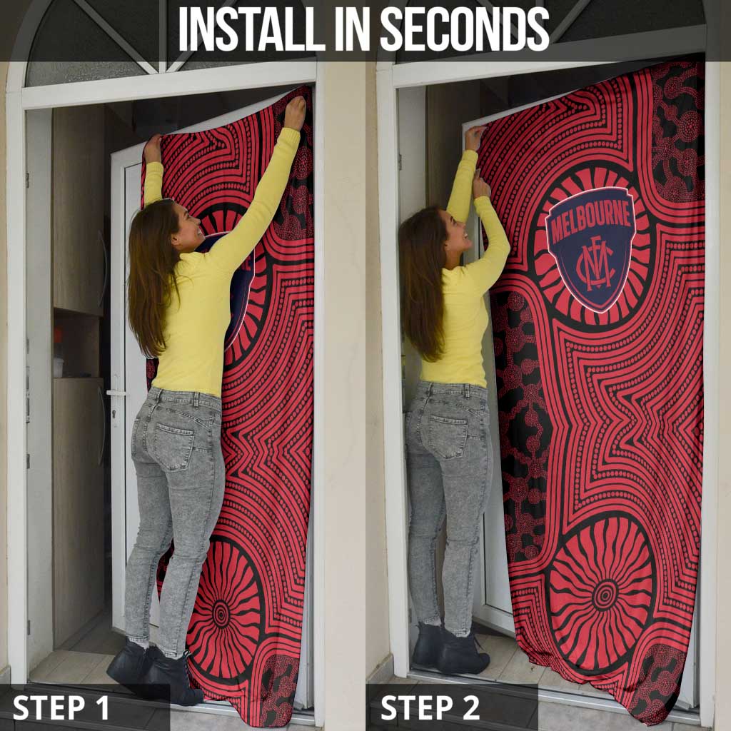 Melbourne Football Club Door Cover Indigenous Monochrome Dot Art Mascot Style