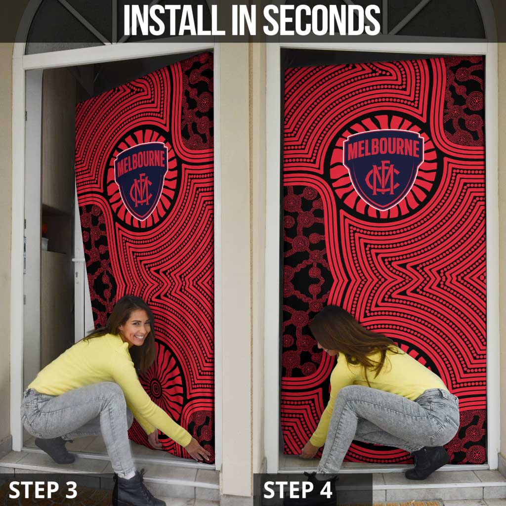 Melbourne Football Club Door Cover Indigenous Monochrome Dot Art Mascot Style