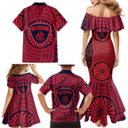 Melbourne Football Club Family Matching Mermaid Dress and Hawaiian Shirt Indigenous Monochrome Dot Art Mascot Style