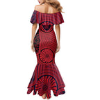Melbourne Football Club Family Matching Mermaid Dress and Hawaiian Shirt Indigenous Monochrome Dot Art Mascot Style
