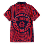 Melbourne Football Club Family Matching Summer Maxi Dress and Hawaiian Shirt Indigenous Monochrome Dot Art Mascot Style