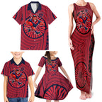 Melbourne Football Club Family Matching Tank Maxi Dress and Hawaiian Shirt Indigenous Monochrome Dot Art Mascot Style