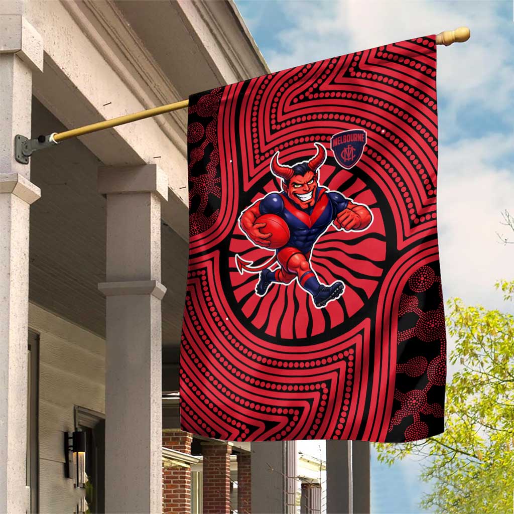 Melbourne Football Club Garden Flag Indigenous Monochrome Dot Art Mascot Style