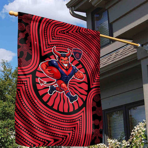 Melbourne Football Club Garden Flag Indigenous Monochrome Dot Art Mascot Style