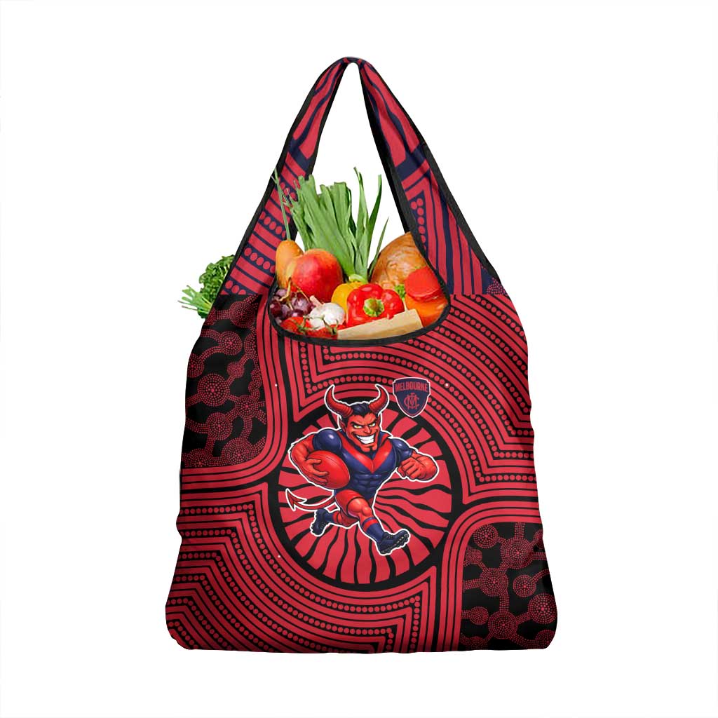 Melbourne Football Club Grocery Bag Indigenous Monochrome Dot Art Mascot Style