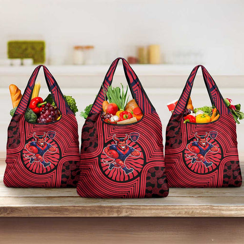 Melbourne Football Club Grocery Bag Indigenous Monochrome Dot Art Mascot Style