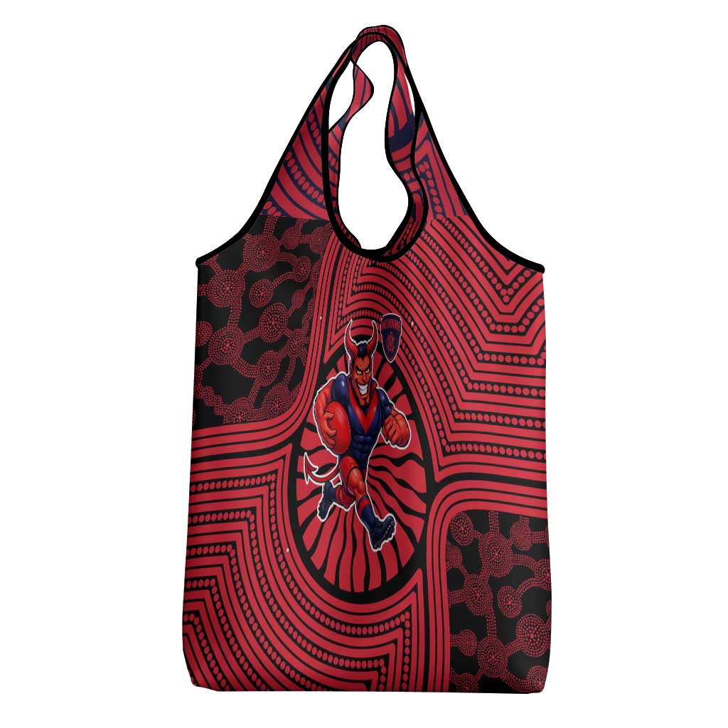 Melbourne Football Club Grocery Bag Indigenous Monochrome Dot Art Mascot Style