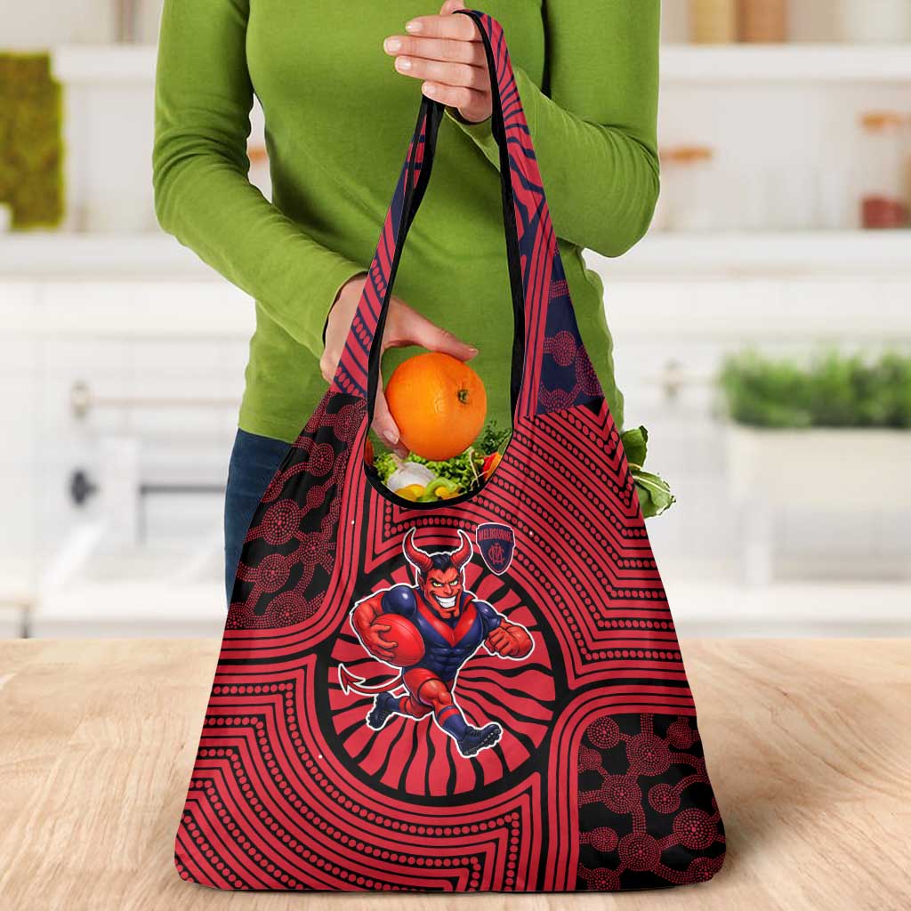 Melbourne Football Club Grocery Bag Indigenous Monochrome Dot Art Mascot Style