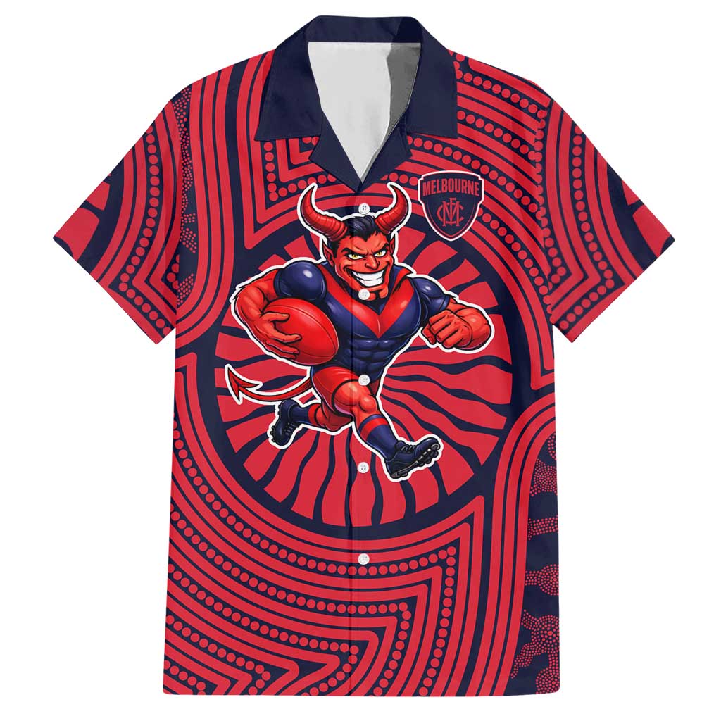Melbourne Football Club Hawaiian Shirt Indigenous Monochrome Dot Art Mascot Style