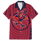Melbourne Football Club Hawaiian Shirt Indigenous Monochrome Dot Art Mascot Style