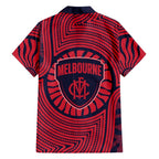 Melbourne Football Club Hawaiian Shirt Indigenous Monochrome Dot Art Mascot Style