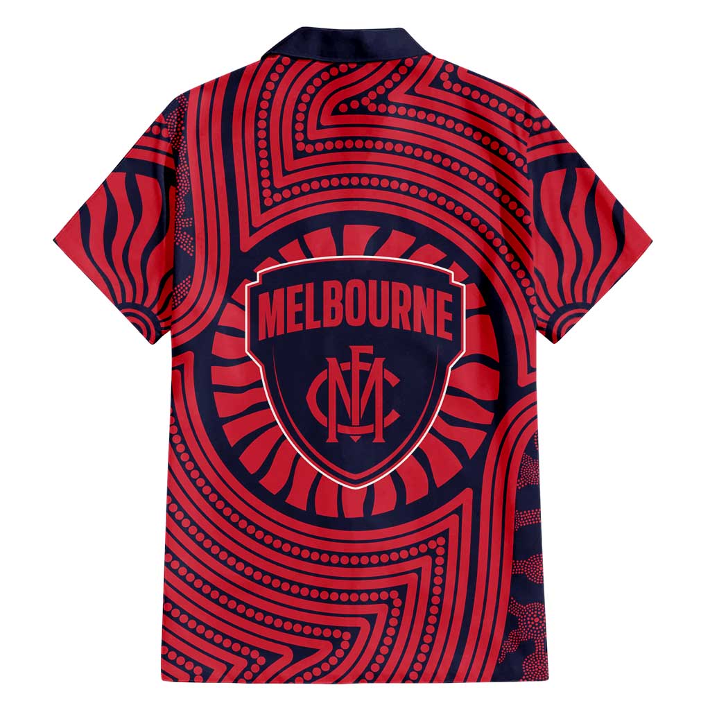 Melbourne Football Club Hawaiian Shirt Indigenous Monochrome Dot Art Mascot Style