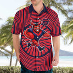 Melbourne Football Club Hawaiian Shirt Indigenous Monochrome Dot Art Mascot Style