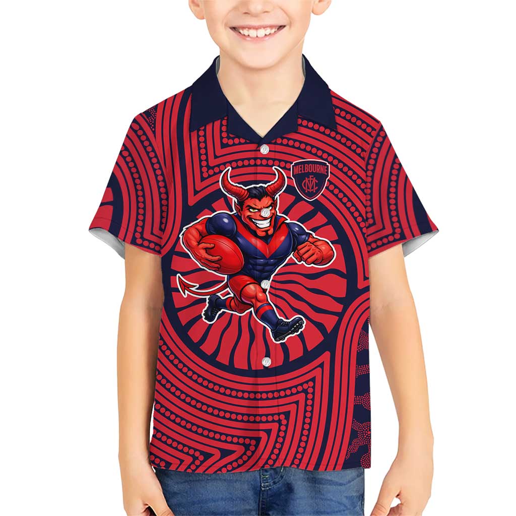 Melbourne Football Club Hawaiian Shirt Indigenous Monochrome Dot Art Mascot Style