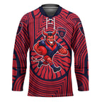 Melbourne Football Club Hockey Jersey Indigenous Monochrome Dot Art Mascot Style