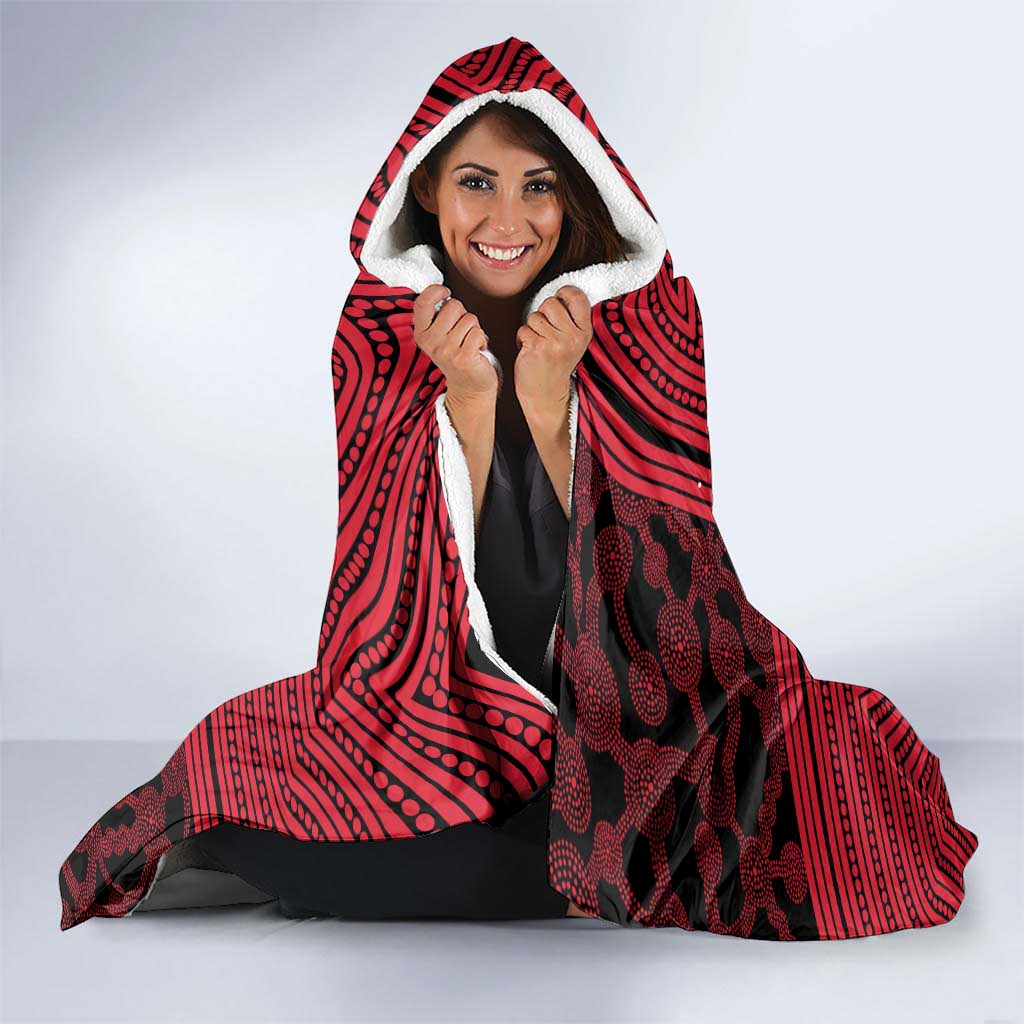Melbourne Football Club Hooded Blanket Indigenous Monochrome Dot Art Mascot Style