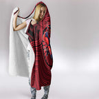 Melbourne Football Club Hooded Blanket Indigenous Monochrome Dot Art Mascot Style