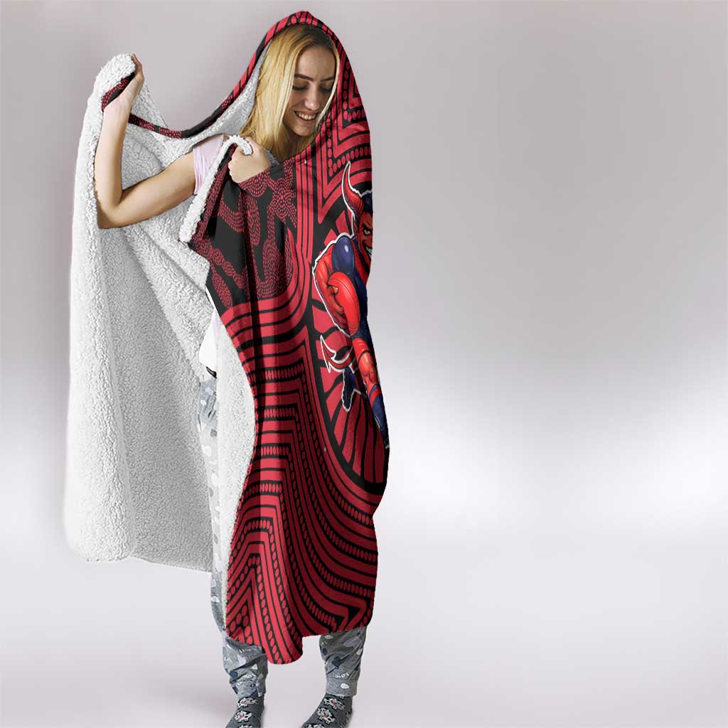 Melbourne Football Club Hooded Blanket Indigenous Monochrome Dot Art Mascot Style