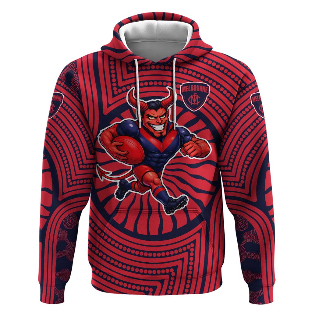 Melbourne Football Club Hoodie Indigenous Monochrome Dot Art Mascot Style