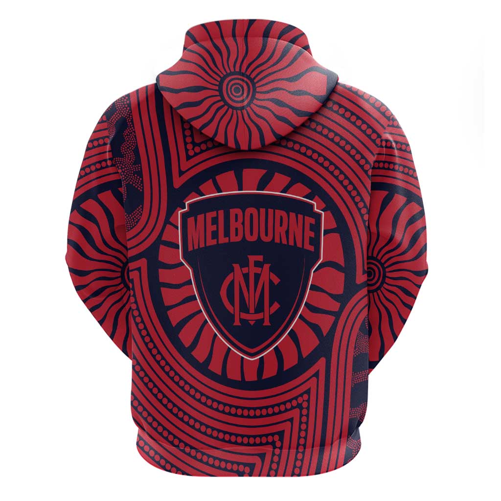 Melbourne Football Club Hoodie Indigenous Monochrome Dot Art Mascot Style