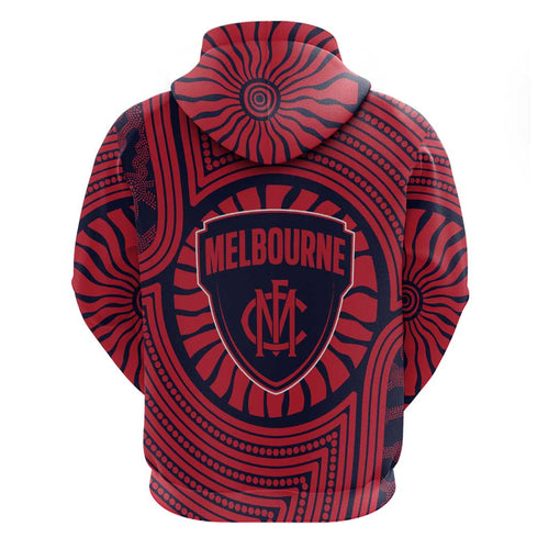 Melbourne Football Club Hoodie Indigenous Monochrome Dot Art Mascot Style