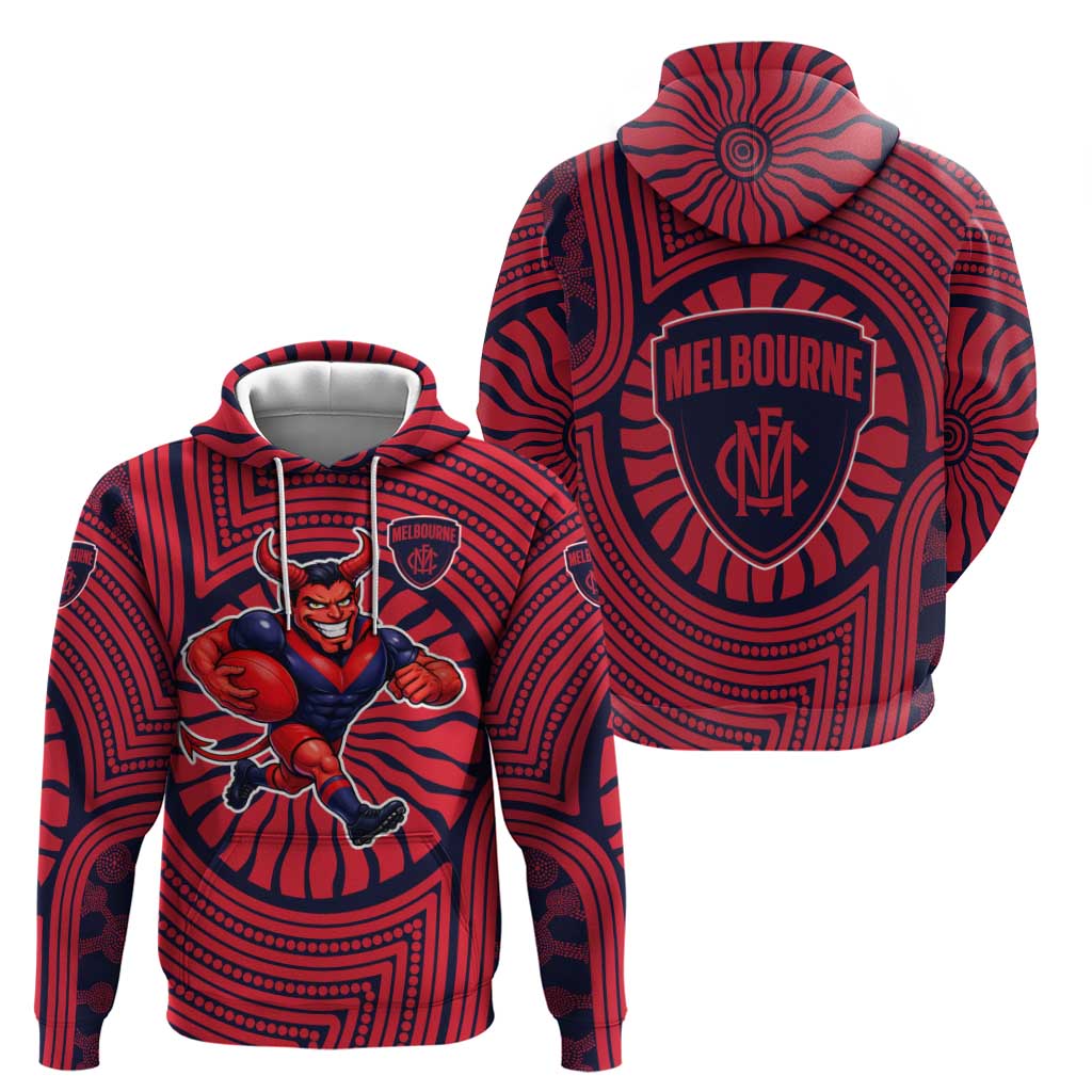 Melbourne Football Club Hoodie Indigenous Monochrome Dot Art Mascot Style