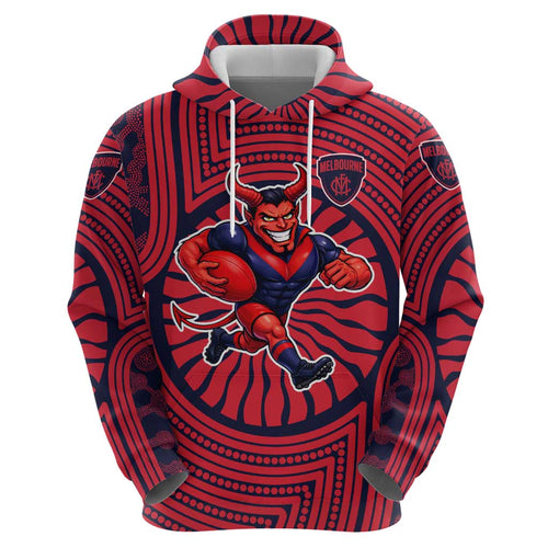 Melbourne Football Club Hoodie Indigenous Monochrome Dot Art Mascot Style