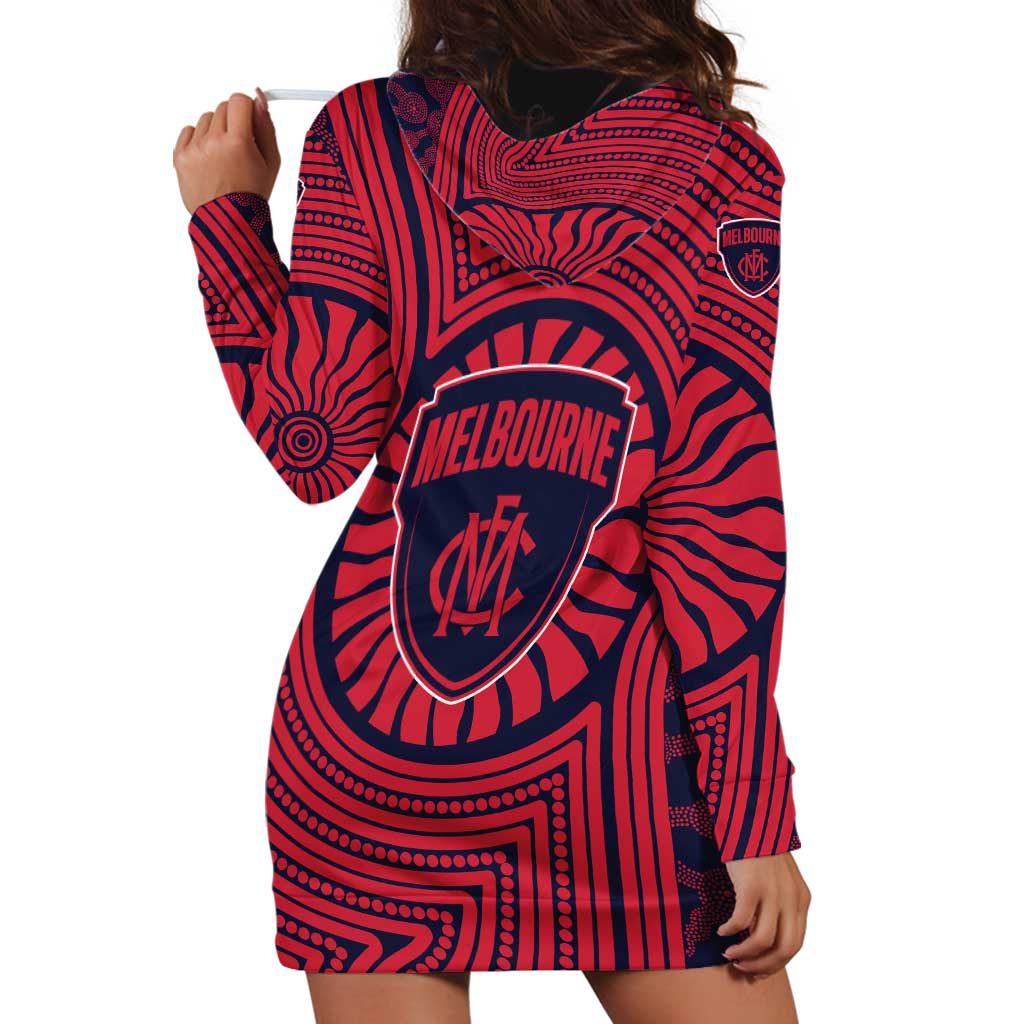 Melbourne Football Club Hoodie Dress Indigenous Monochrome Dot Art Mascot Style