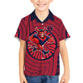 Melbourne Football Club Kid Hawaiian Shirt Indigenous Monochrome Dot Art Mascot Style
