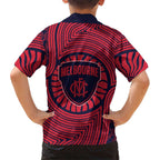 Melbourne Football Club Kid Hawaiian Shirt Indigenous Monochrome Dot Art Mascot Style