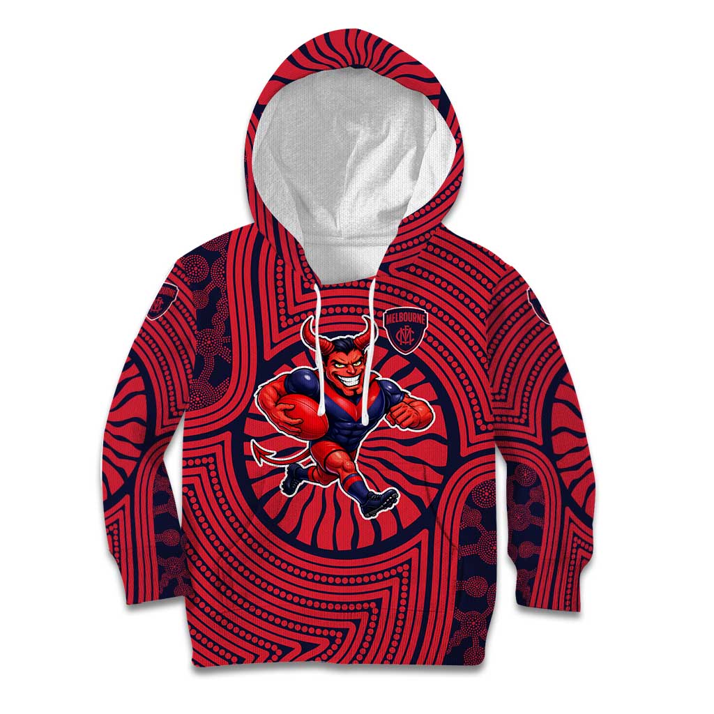Melbourne Football Club Kid Hoodie Indigenous Monochrome Dot Art Mascot Style