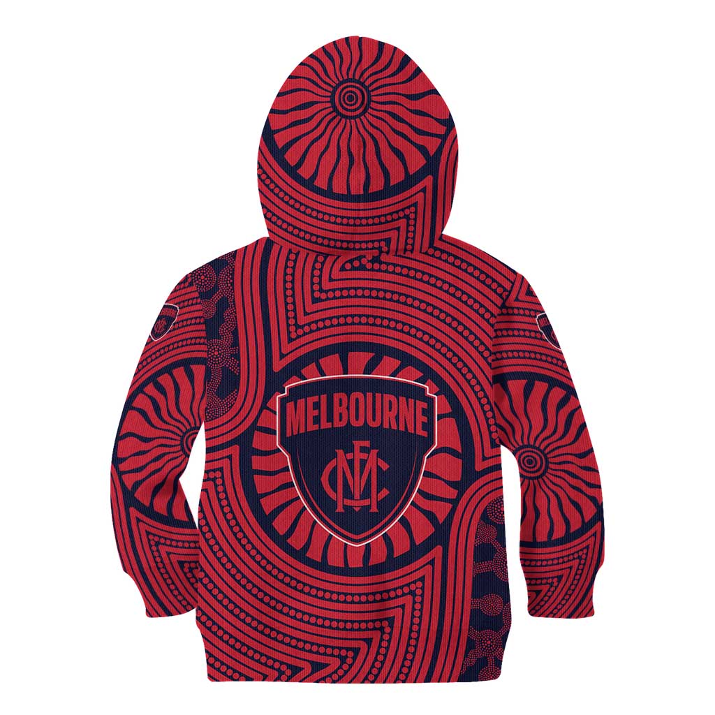 Melbourne Football Club Kid Hoodie Indigenous Monochrome Dot Art Mascot Style