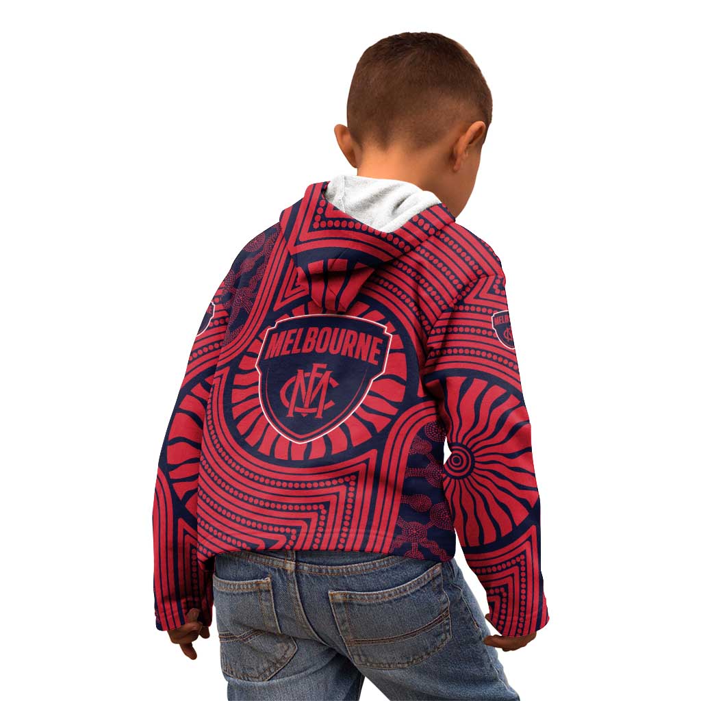 Melbourne Football Club Kid Hoodie Indigenous Monochrome Dot Art Mascot Style