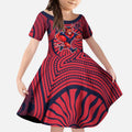 Melbourne Football Club Kid Short Sleeve Dress Indigenous Monochrome Dot Art Mascot Style