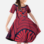 Melbourne Football Club Kid Short Sleeve Dress Indigenous Monochrome Dot Art Mascot Style