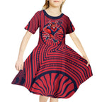 Melbourne Football Club Kid Short Sleeve Dress Indigenous Monochrome Dot Art Mascot Style