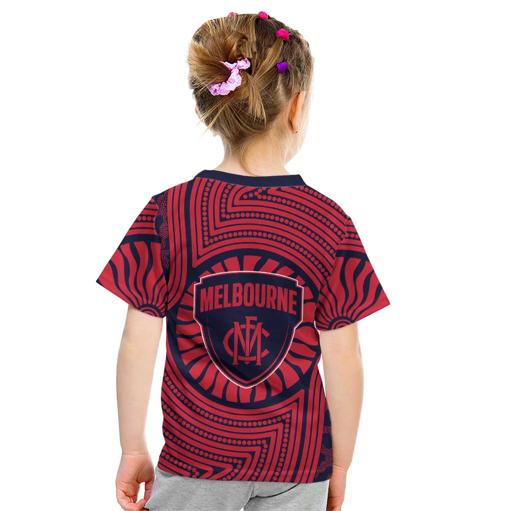 Melbourne Football Club Kid T Shirt Indigenous Monochrome Dot Art Mascot Style
