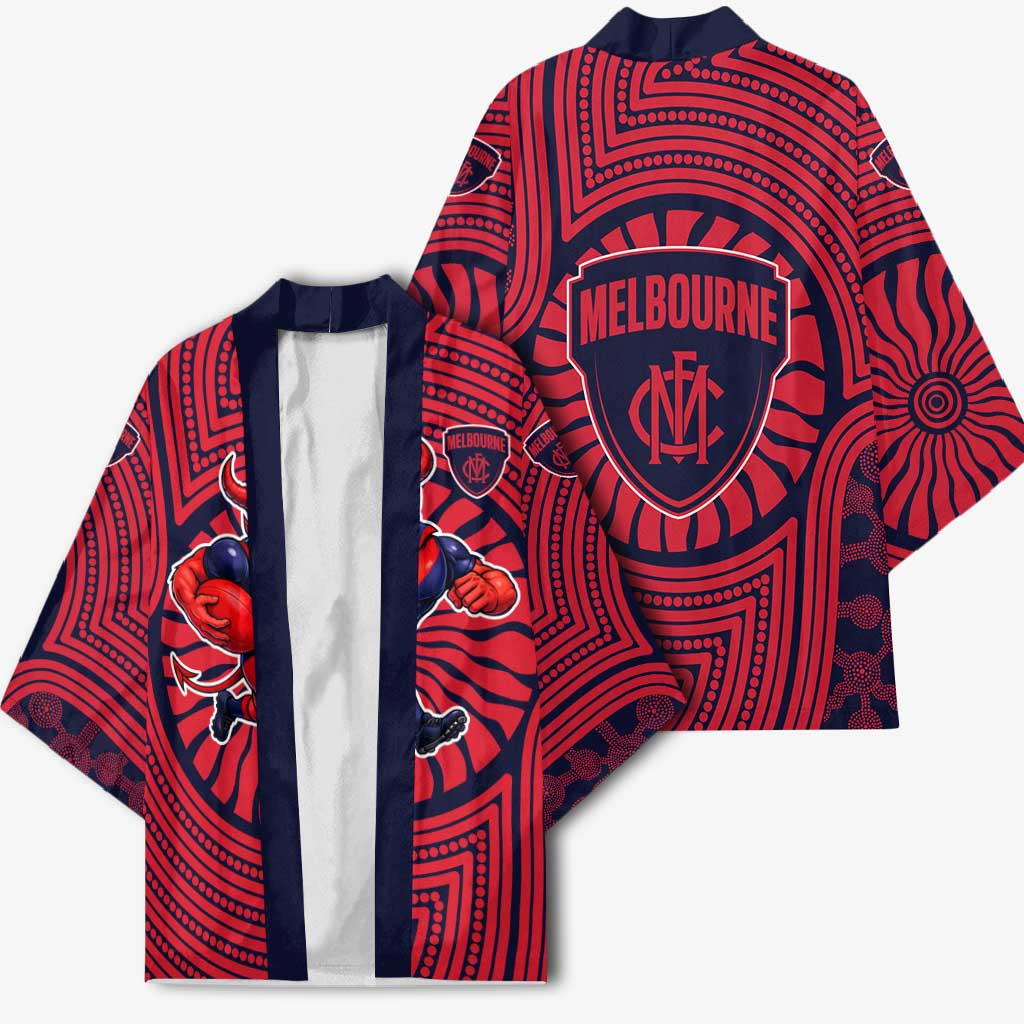 Melbourne Football Club Kimono Indigenous Monochrome Dot Art Mascot Style