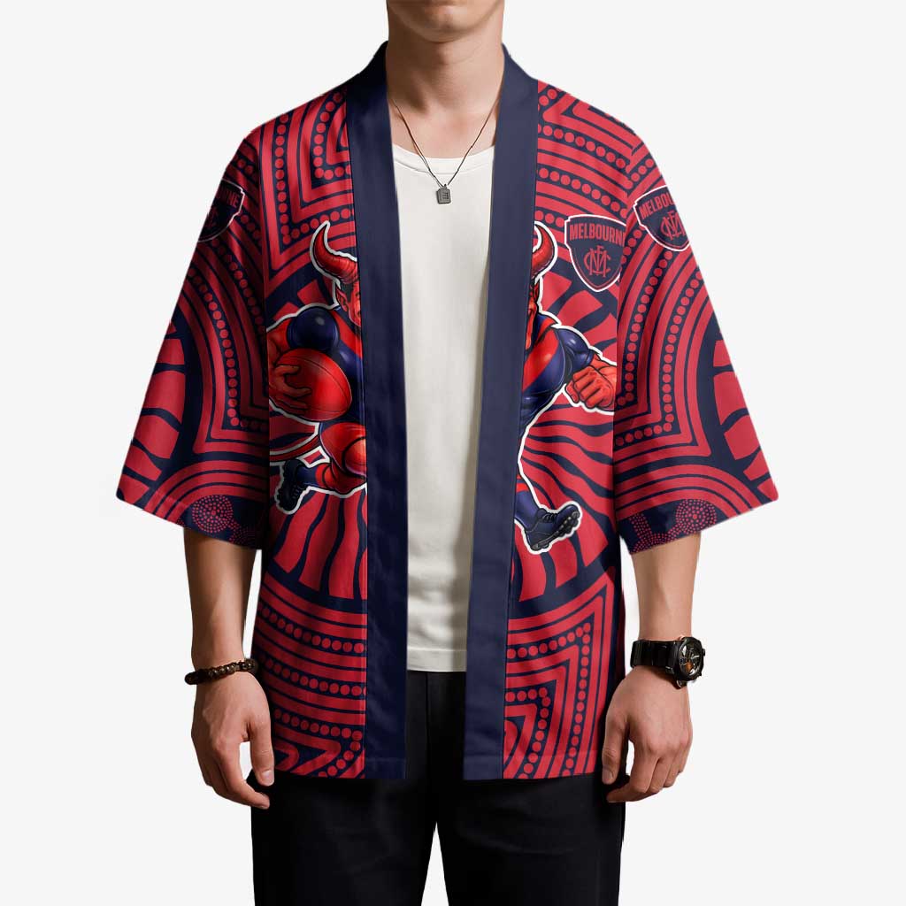 Melbourne Football Club Kimono Indigenous Monochrome Dot Art Mascot Style