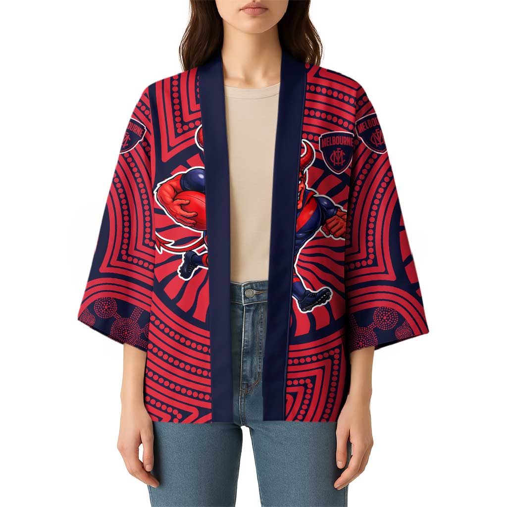 Melbourne Football Club Kimono Indigenous Monochrome Dot Art Mascot Style