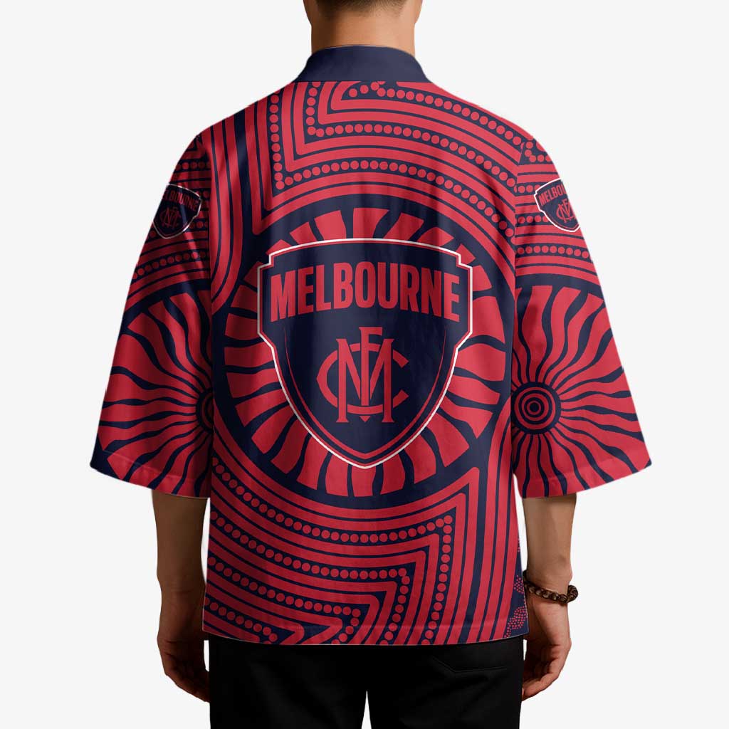 Melbourne Football Club Kimono Indigenous Monochrome Dot Art Mascot Style